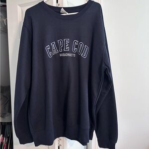 Cape Cod Navy Blue Embroidered Crew Neck Sweatshirt